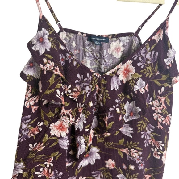American Eagle Floral Print Ruffled Tank Top Flowy Feminine Size Small Summer - Picture 4 of 8